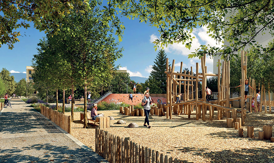 Perspective de l’aire de jeux © ArkaStudio